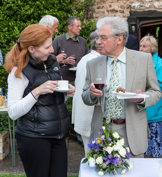The Rector of Bicton College, Jane Townsend, speaking to Richard Coley, treasurer of BOAT