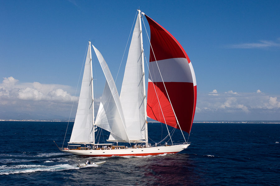 Racing under full downwind sails in Palma