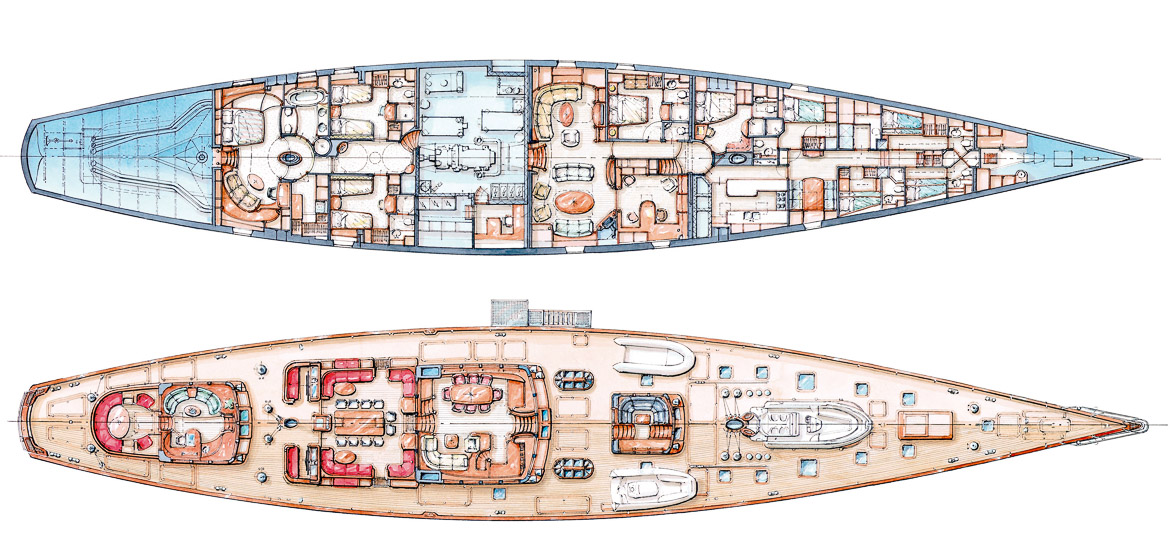 Plan of deck and interior