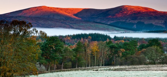 View from Inverlochy Castle at sunrise