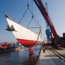Adele touches the water for the first time in Harlingen in Apr 2005.