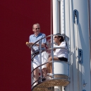 Susanne and I at the crow’s nest. The spinnaker is behind us.