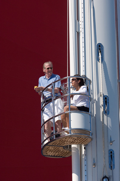 Susanne and I at the crow’s nest. The spinnaker is behind us.
