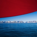 The Lofoten Wall underneath our spinnaker/