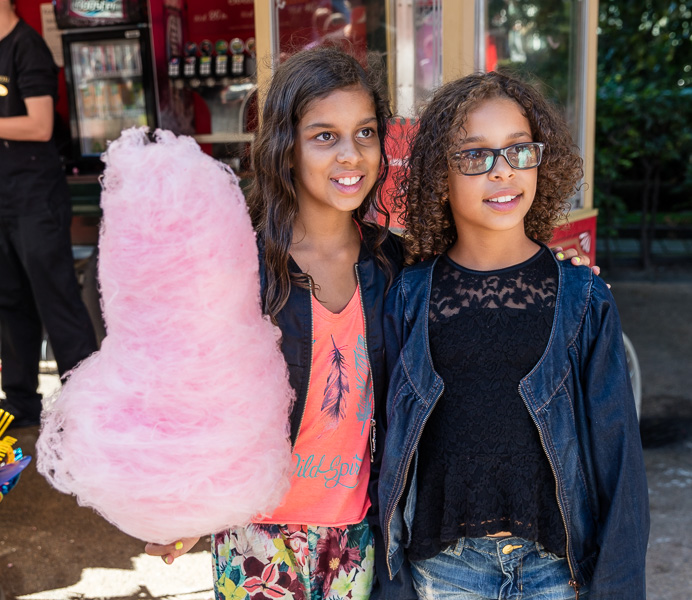 Karin and Julia with candy floss.