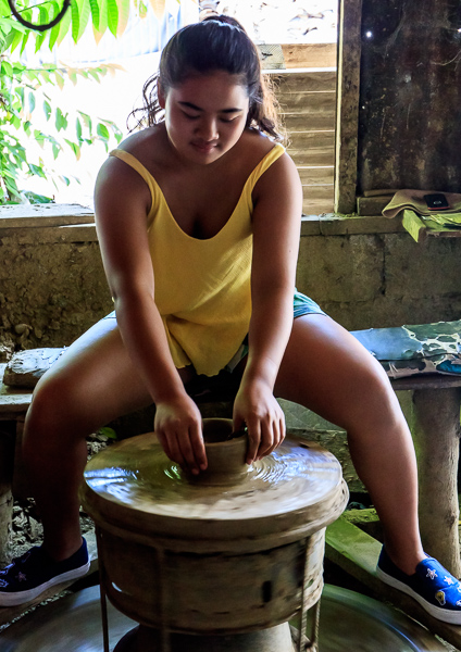 Mikee in a local pottery, Vigan