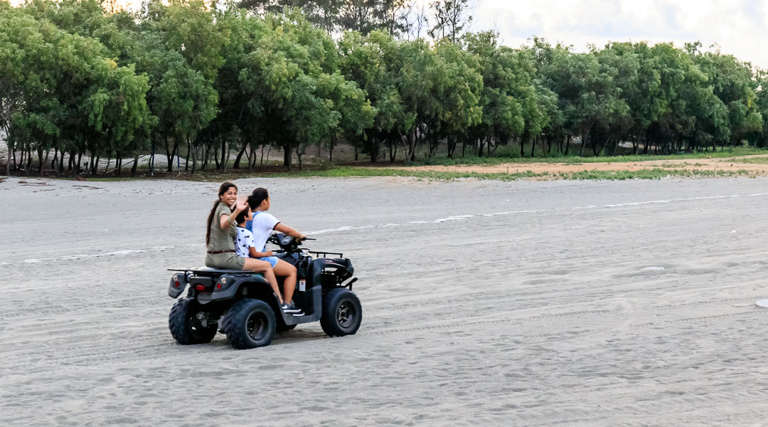 Mikee driving the family