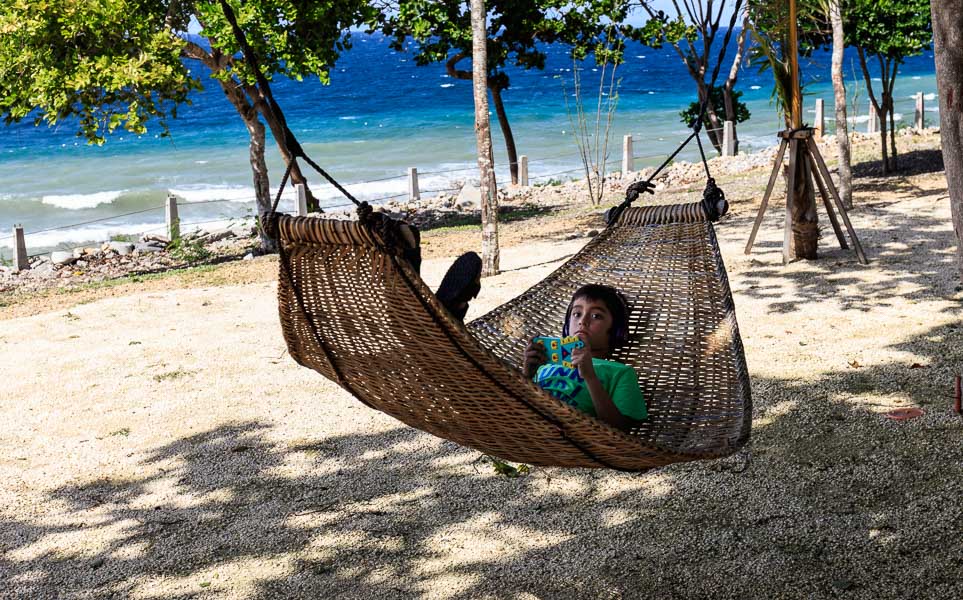 Relaxing with his headphones