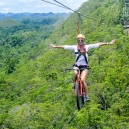 Cycling in the sky. Mikee is behind Jennifer. Jennifer says it was really scary
