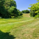 Looking down into the park with the stream to the left