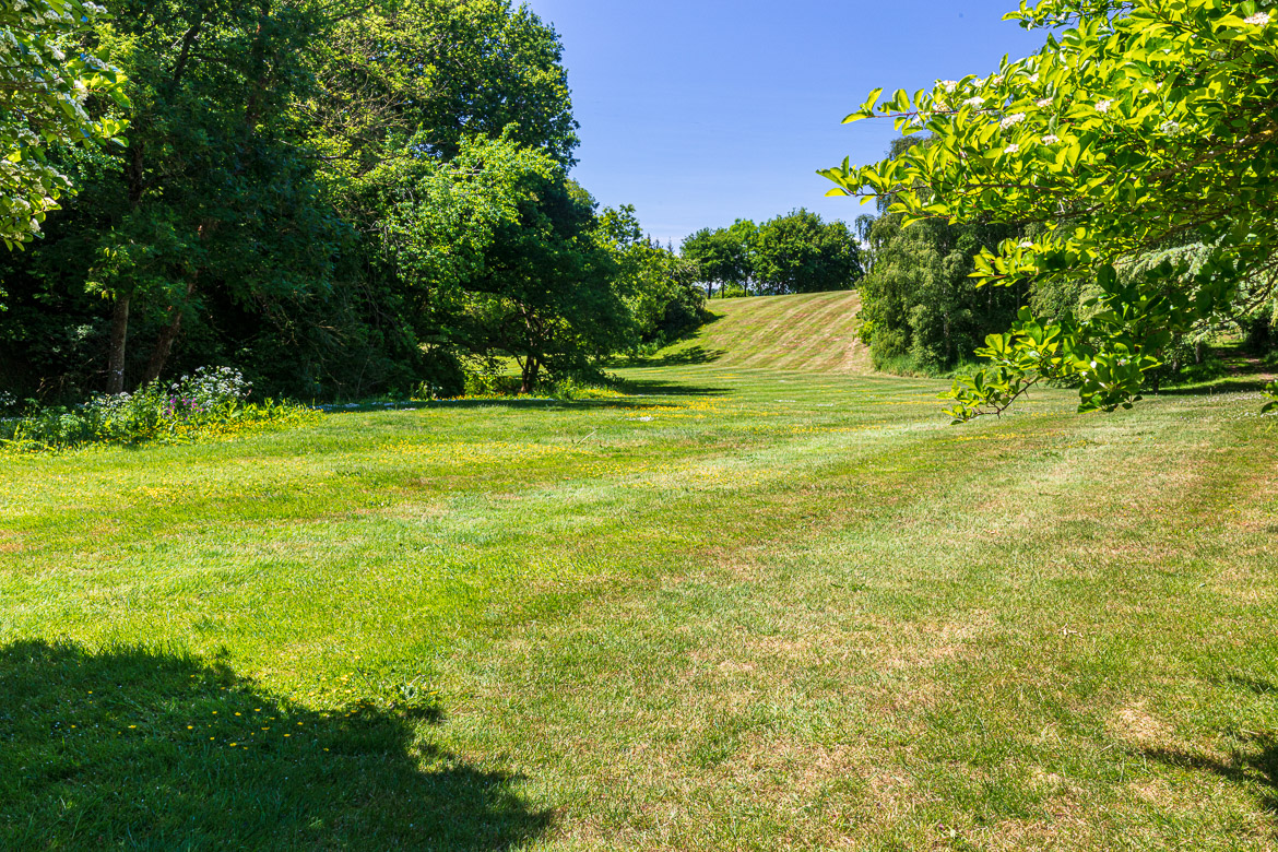 Looking down into the park with the stream to the left