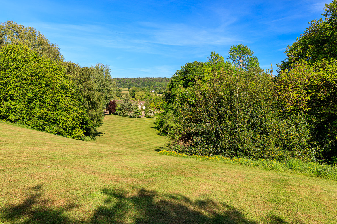 The view from the bench towards the manor