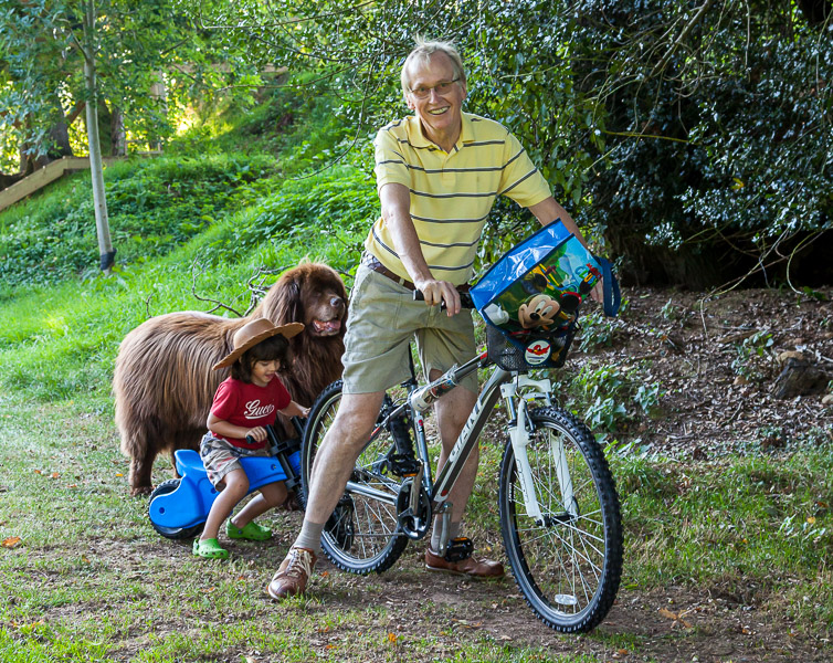Eric and I are biking in the park with Chucky