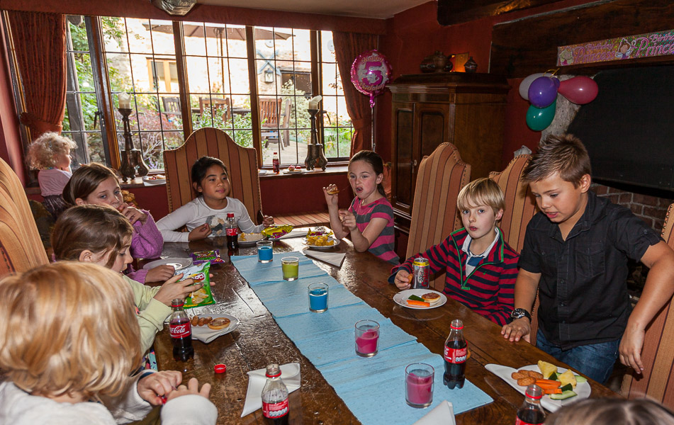 The kids sat in the dining room