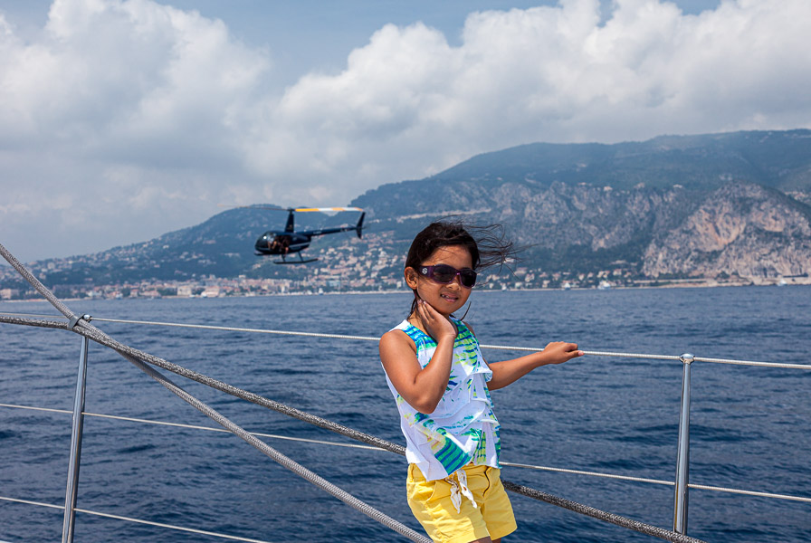 A helicopter took photographs of us and all the other yachts in our flotilla