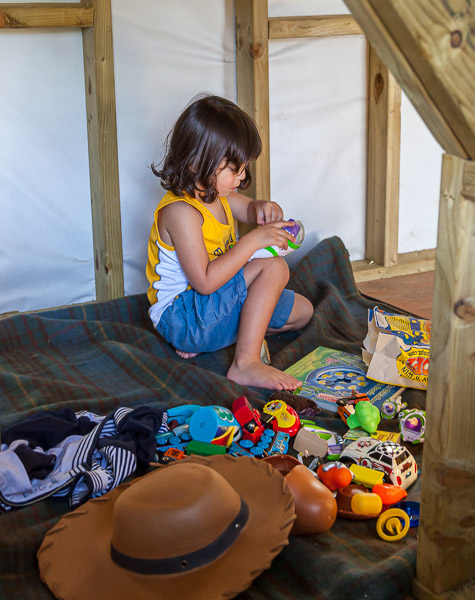 And inside with all his toys