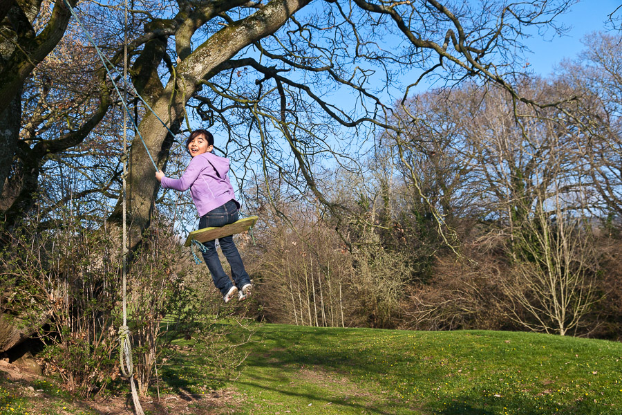 Mikee swinging up high