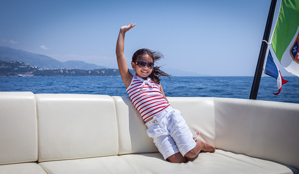 Waving at another boat