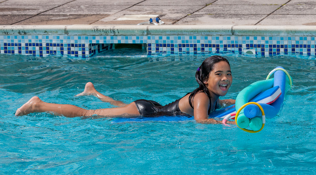 Mikee in the school’s swimming pool