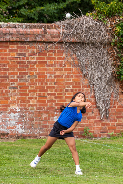 Throwing ball. Mikee won in her group