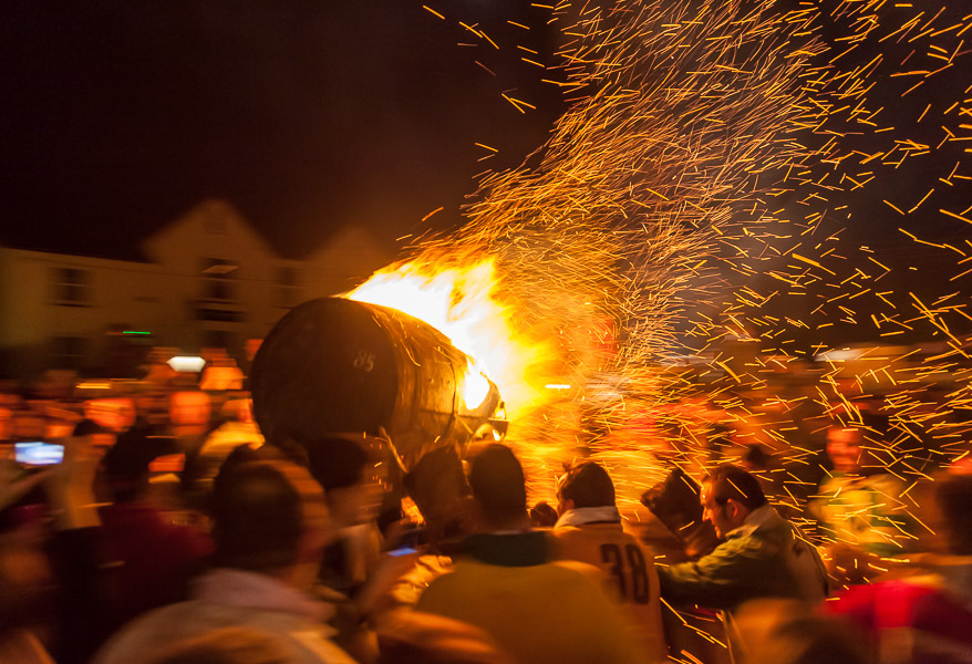 Tar barrel day in Ottery St Mary
