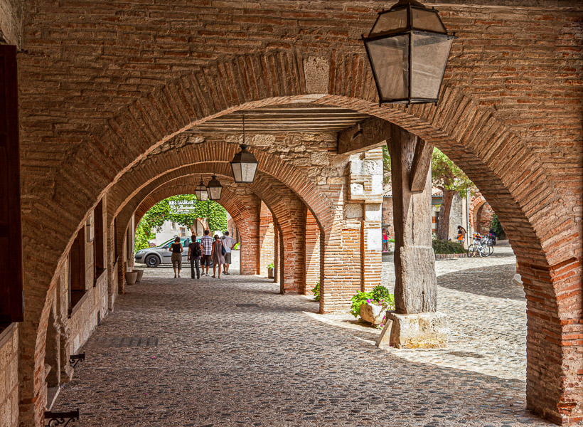 Around the square was  a covered walkway