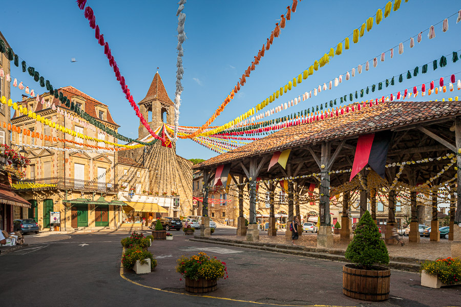Belves was decorated for a fiesta at the market square