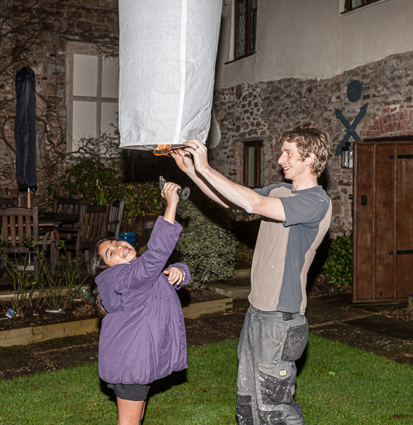 Lighting Lanterns in the sky on Riza’sbirthday 6 Jan
