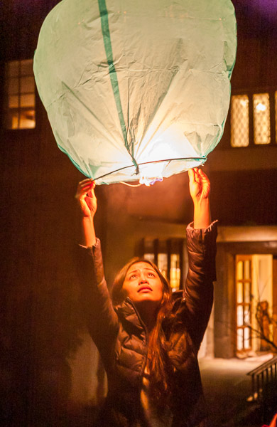 Lighting Lanterns in the sky on Riza’sbirthday 6 Jan