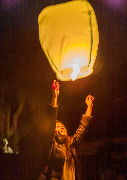 Lighting Lanterns in the sky on Riza’sbirthday 6 Jan