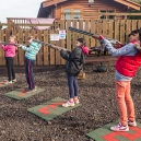 Paulina, Joanna, Angelica and Grendel give the clay pigeon shooting a go