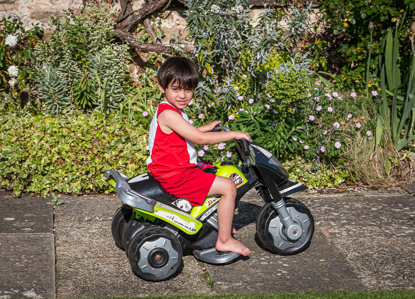 On the little quad bike