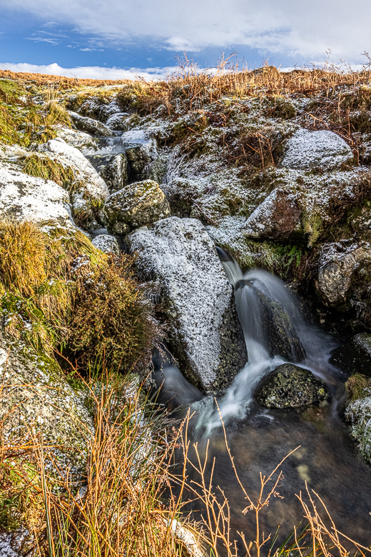 It was frost on the ground and the climb along the stream was icy