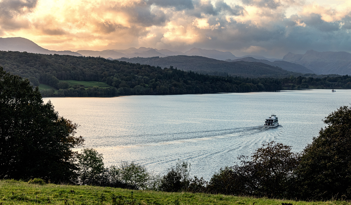 A couple of passenger boats were still out on this cold October evening