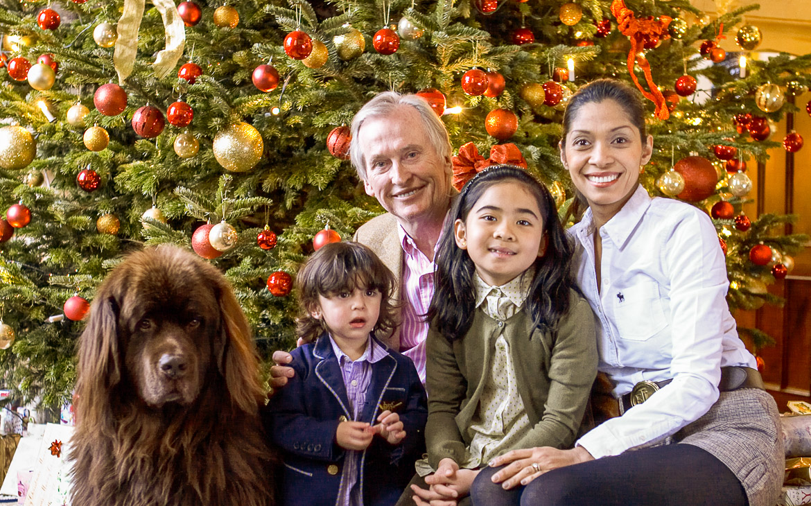 In front of the Christmas Tree